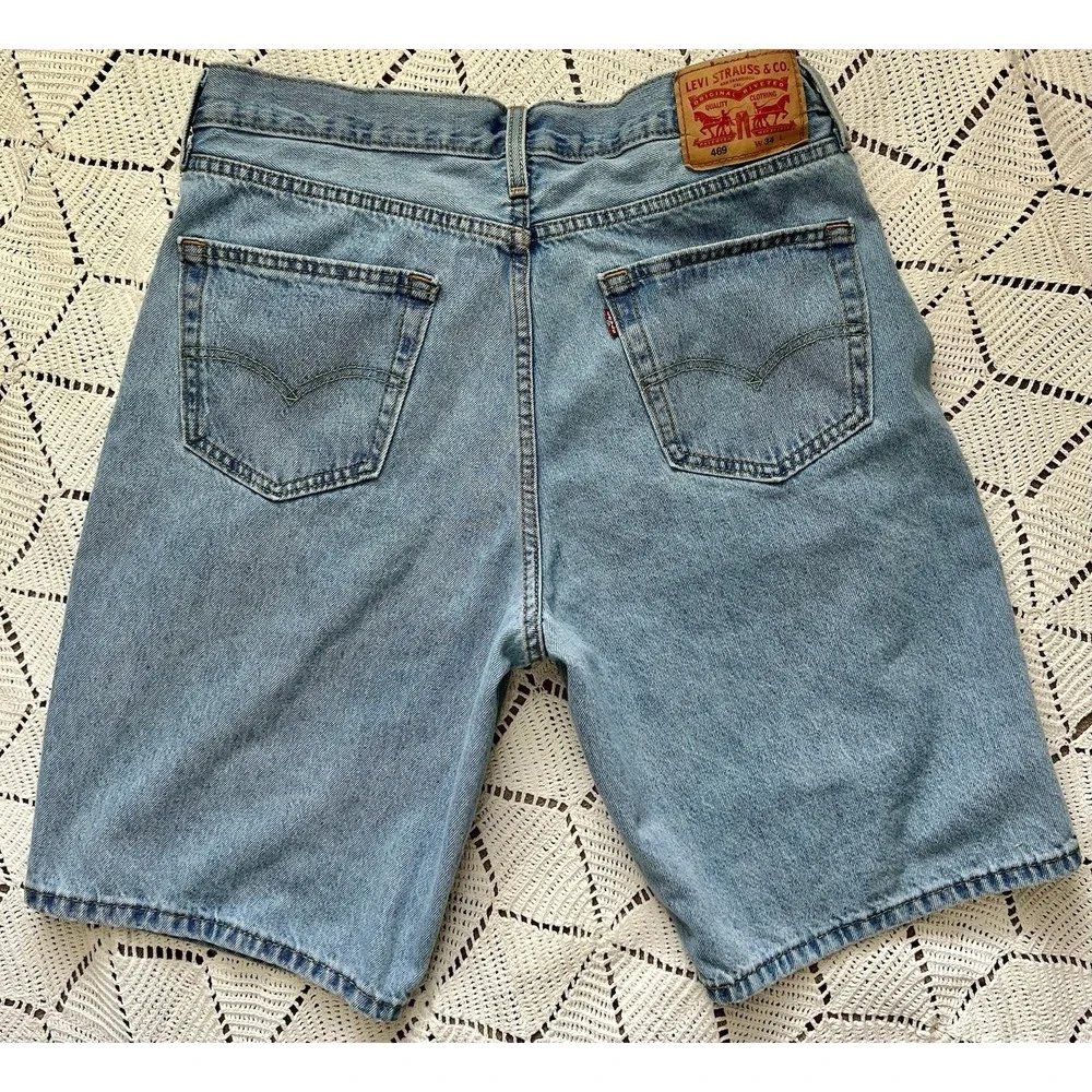 Levi 469‎ Loose Men's Denim Shorts W34 Light Wash Relaxed Skater Fit Classic Y2K